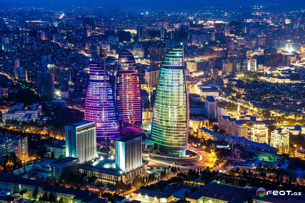 An aerial view of Baku